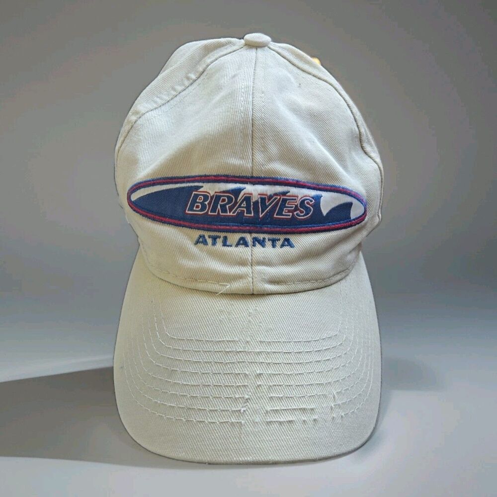 Vintage 90s Atlanta Braves Logo Athletic StrapBack Sharktooth Hat MLB Distressed